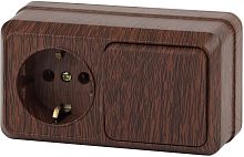 Блок накладной Intro Quadro розетка 1-м.+выключатель 1-кл. венге картинка